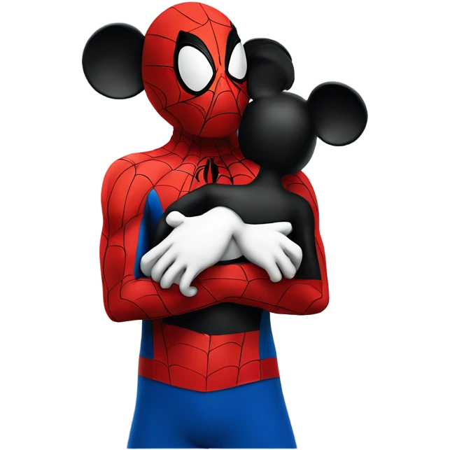  Spider-man hugging with mickey mouse emoji