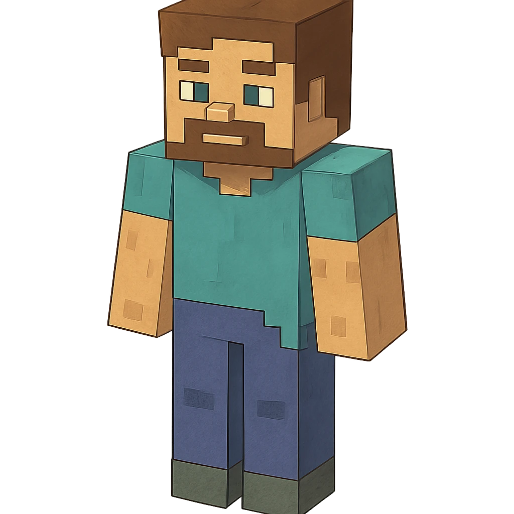 ghibli style Minecraft Steve character emoji