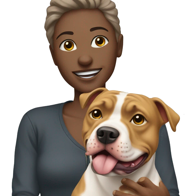 Pitbul dog with owner  emoji