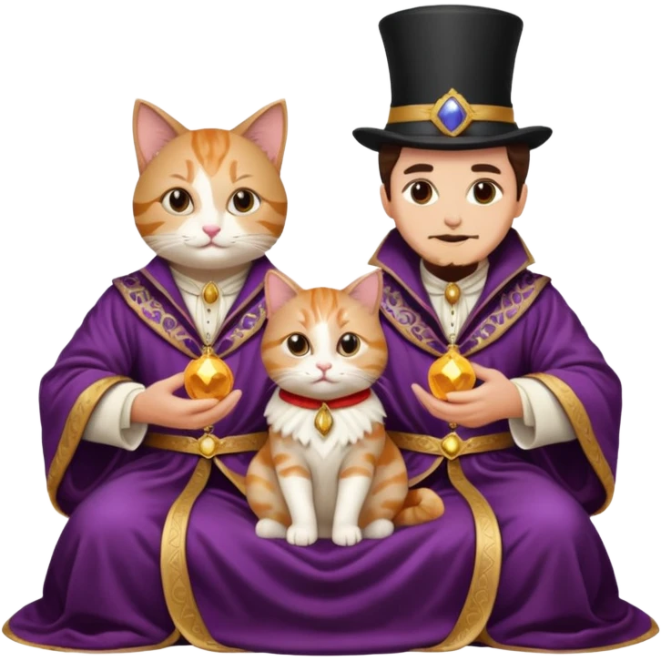 magician couple and their pet cat emoji