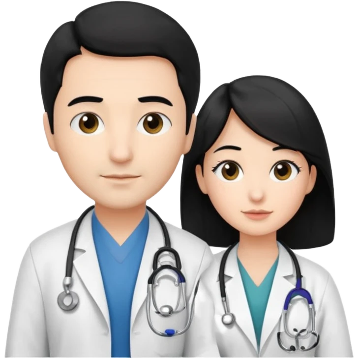 doctor black hair attending to a patient emoji