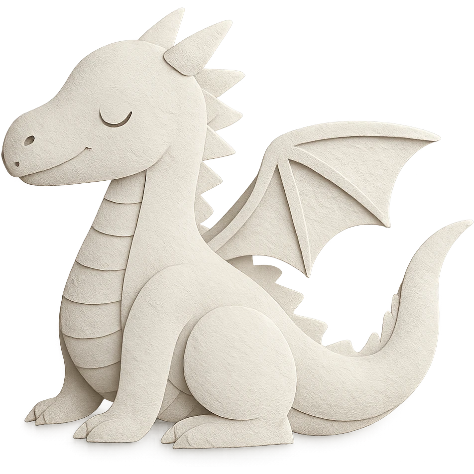 dragon paper sculpture with more details, white dragon emoji