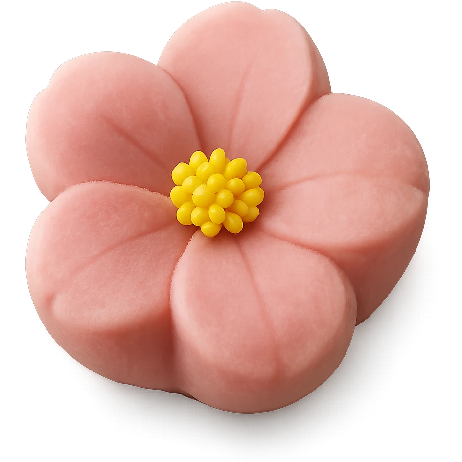 realistic pink flower-shaped sweet, transparent background, no visible backdrop emoji