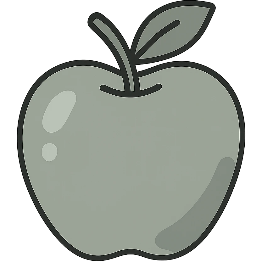 sage green apple, minimal, soft edges emoji