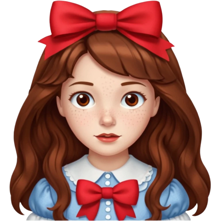 Dorothy Gale from the Wizard of Oz with long brown hair with red bow emoji
