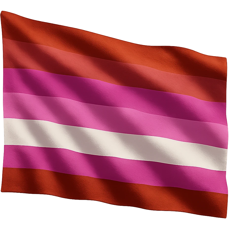 lesbian pride flag, waving fabric effect, realistic texture, no text emoji