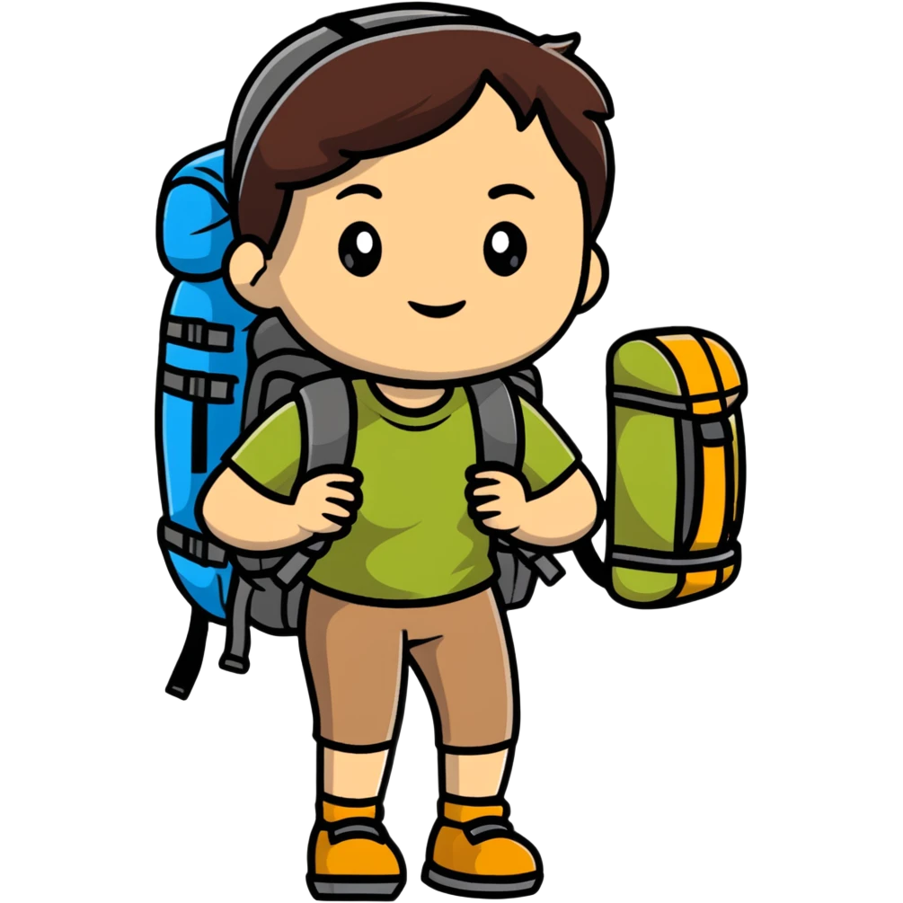 woman with hiking backpack emoji