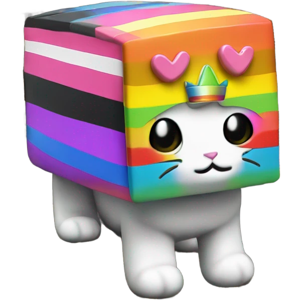 Nyan Cat King Full body  black and white with rainbow box covering it’s whole back emoji