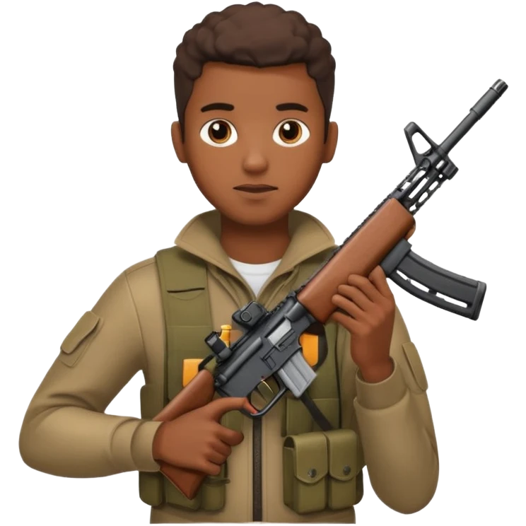 Fais moi un jeune afro américain qui tient une AR15 emoji