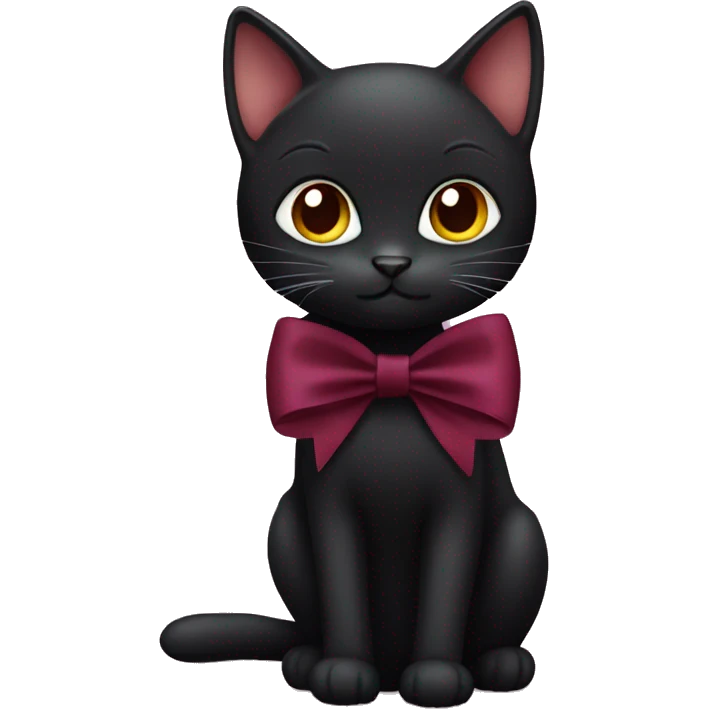 Black cat with bordeaux bow emoji