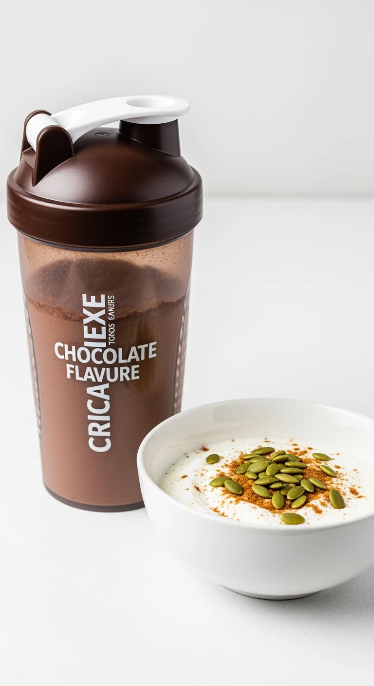 SHAKER PROTEICO E BOWL DI YOGURT GRECO, iperrealistico 4k, ISOLATA SU SFONDO BIANCO emoji