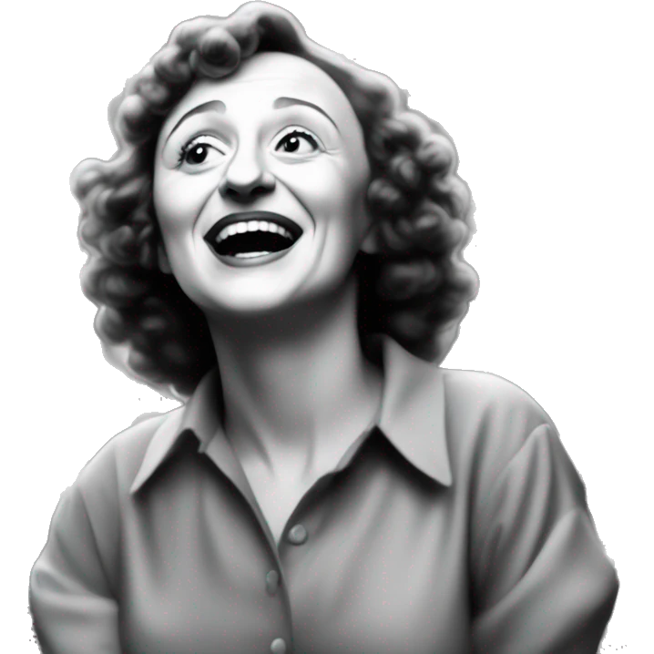 black and white emoji, in clasic emoji style, EDITH PIAF young, actres emoji