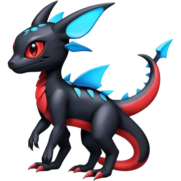 Cute Shiny Guilmon-Salandit-Umbreon-Fakémon-hybrid-creature (full body)  emoji