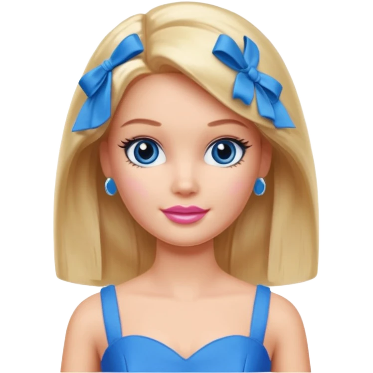 barbie girl dress blue color, half body emoji