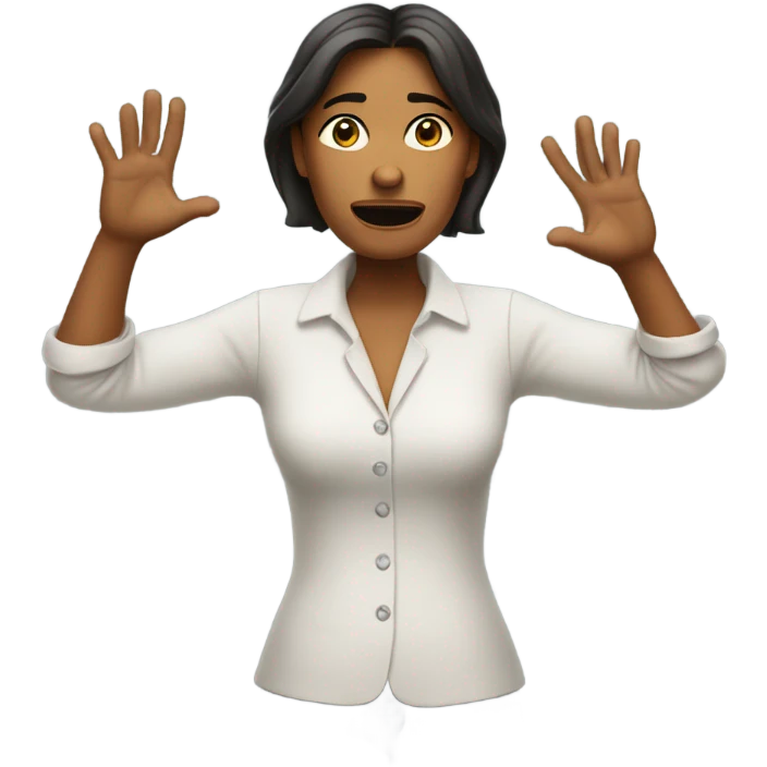 woman in shrugging hands incensed emoji