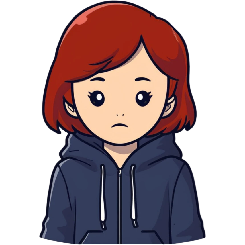redhead girl sad expression emoji