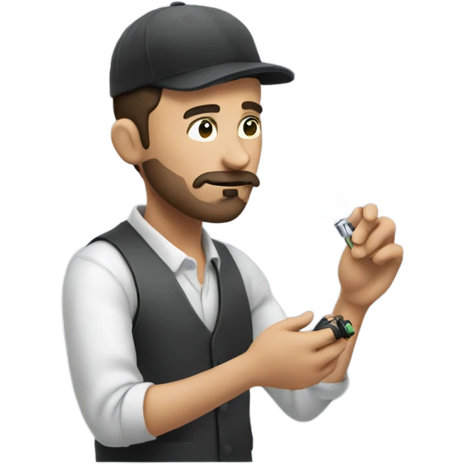 A man making a vape emoji