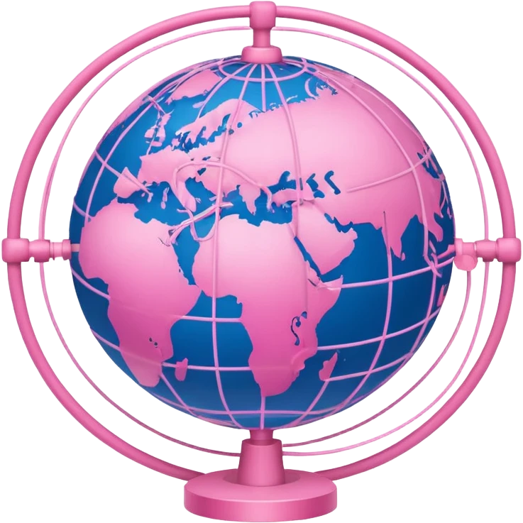 globe surrounded by pink and light pink network connections emoji
