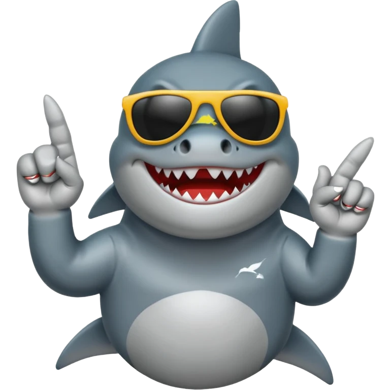 Shark with sunglasses and a middle finger emoji