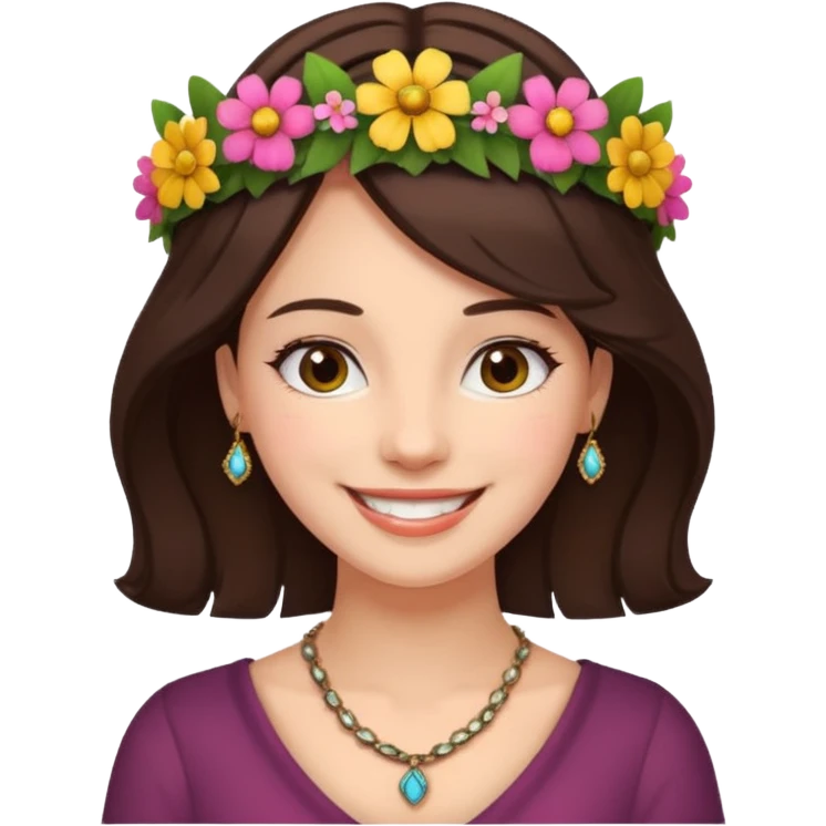 Women brunet with Flower Crown and Necklace emoji