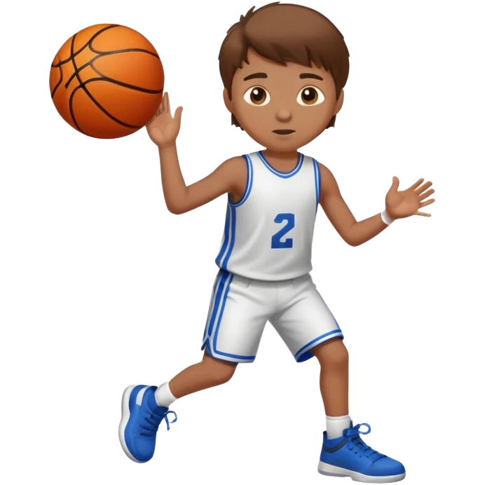 Brown hair boy playing basketball emoji