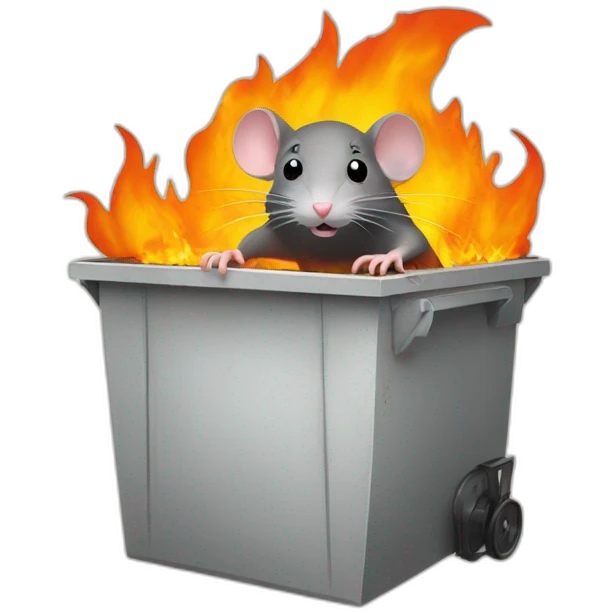 rat inside of dumpster fire emoji