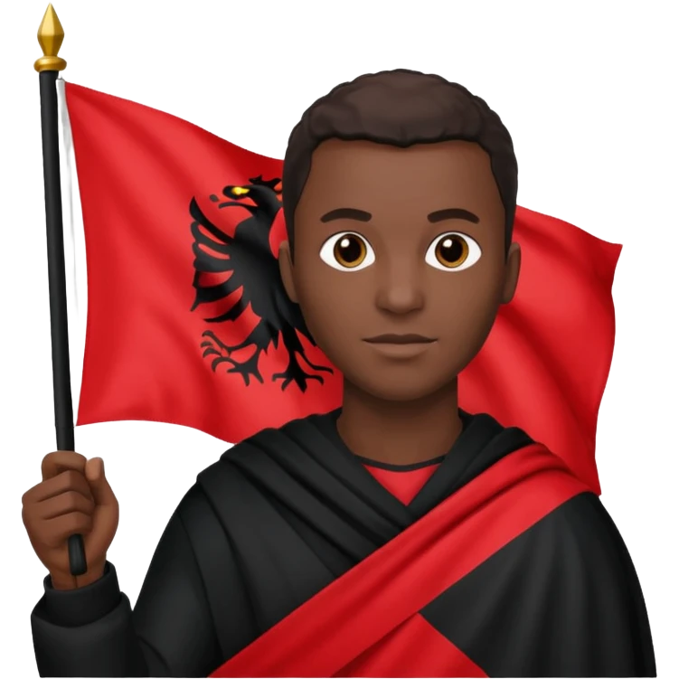 Black man holding albania flag emoji