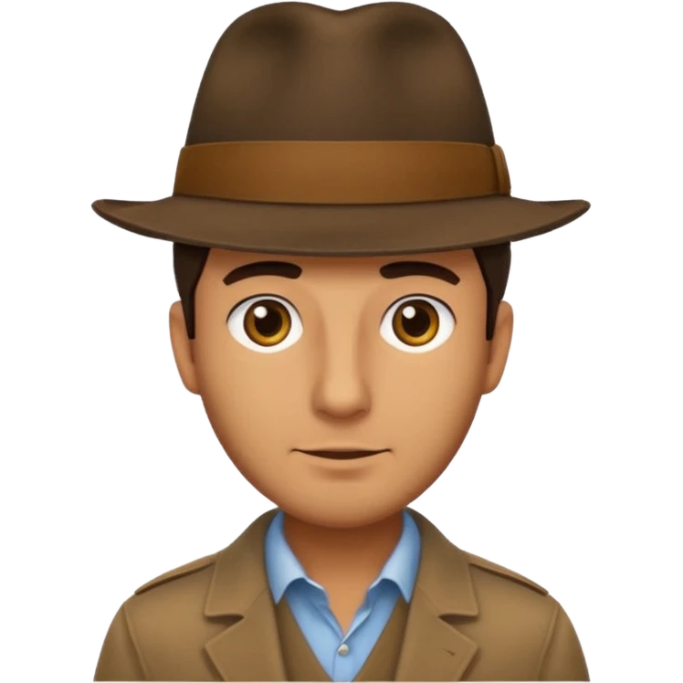 Man with olive skin and five o' clock shadow wearing brown fedora emoji