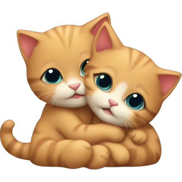 small kittens snuggeling in love  emoji