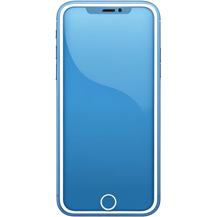 simple blue iPhone with a blank screen, apple emoji style emoji