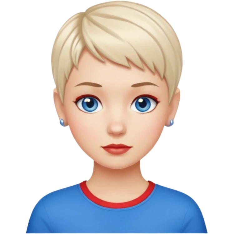 white girl pixie cut red and blue shirt emoji