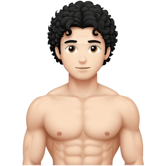shirtless male athlete with white skin and curly black hair emoji