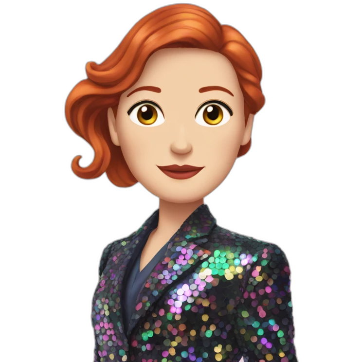 Audrey fleurot smooth long hair with multicolored sequined suit emoji