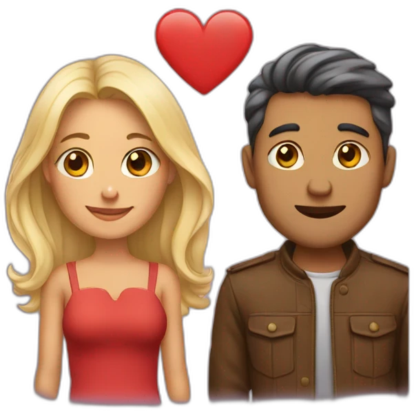 Couple with love emoji