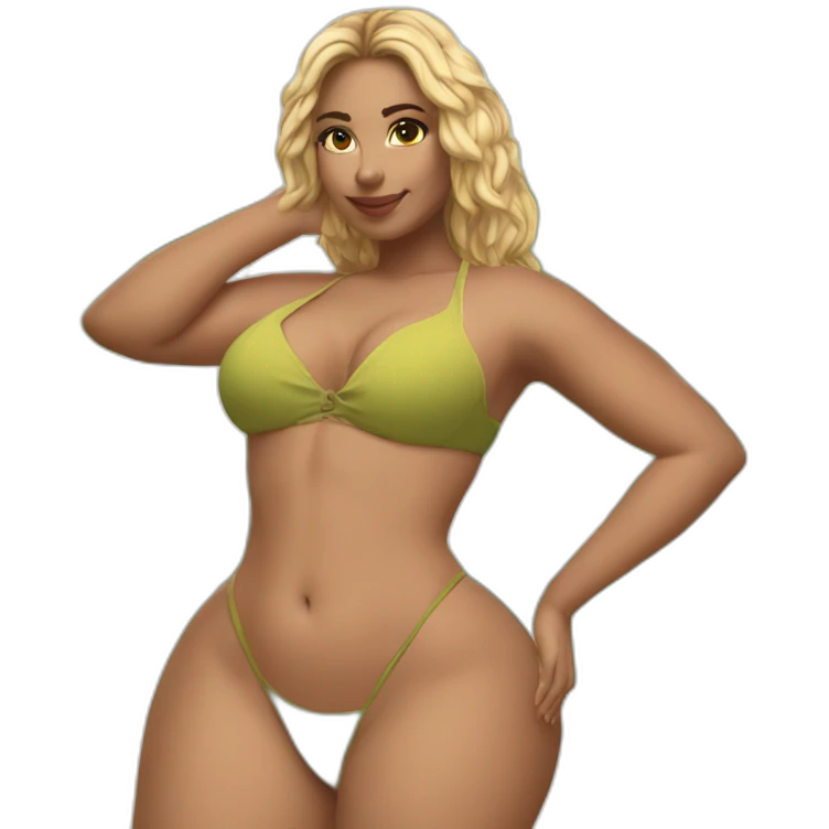 Slim-thicc Caucasian woman small bikini pose (beach body) emoji
