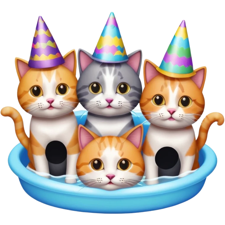 Cat pool party emoji