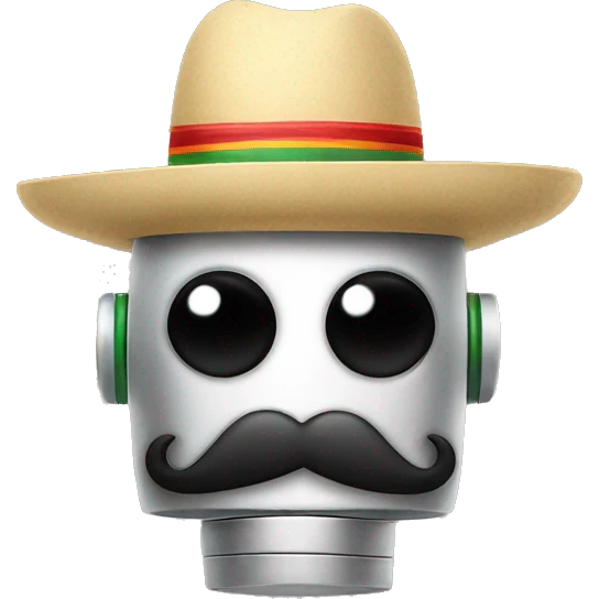 robot with mexican mustache and a mexican hat emoji