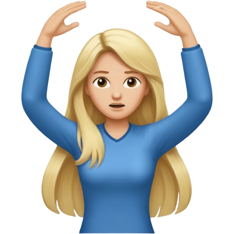 lady with long blonde hair throwing arms in the as if confused emoji
