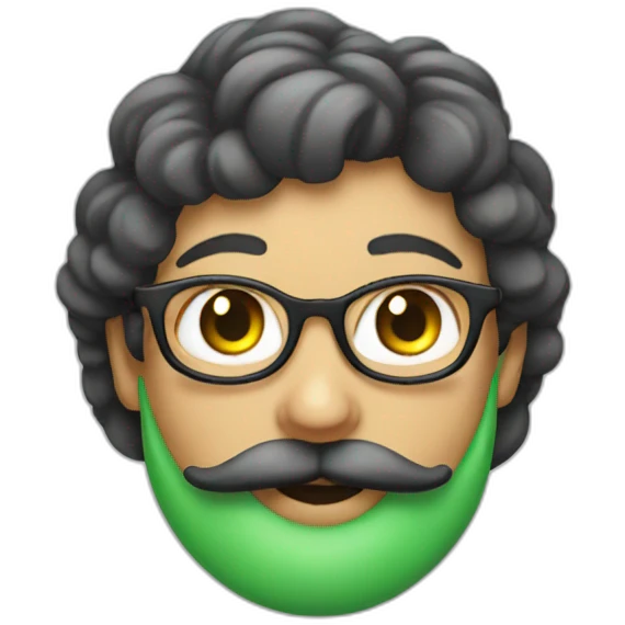 woman with very large green moustache emoji