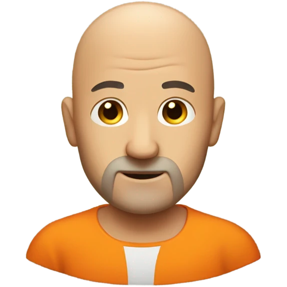 Creepy bald guy in orange shirt with thin beard emoji