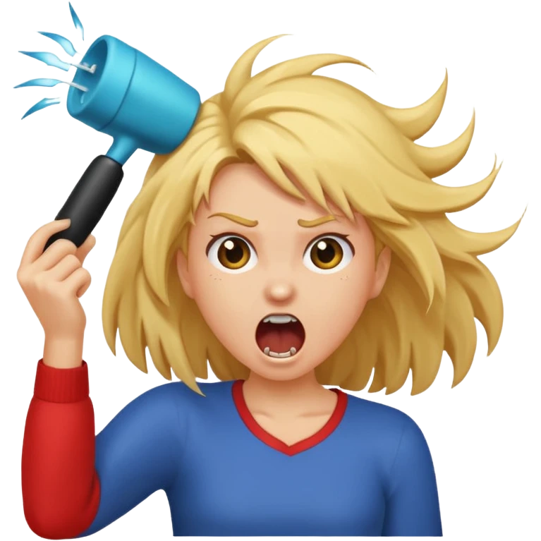 Girl ripping hair out yelling holding hair emoji
