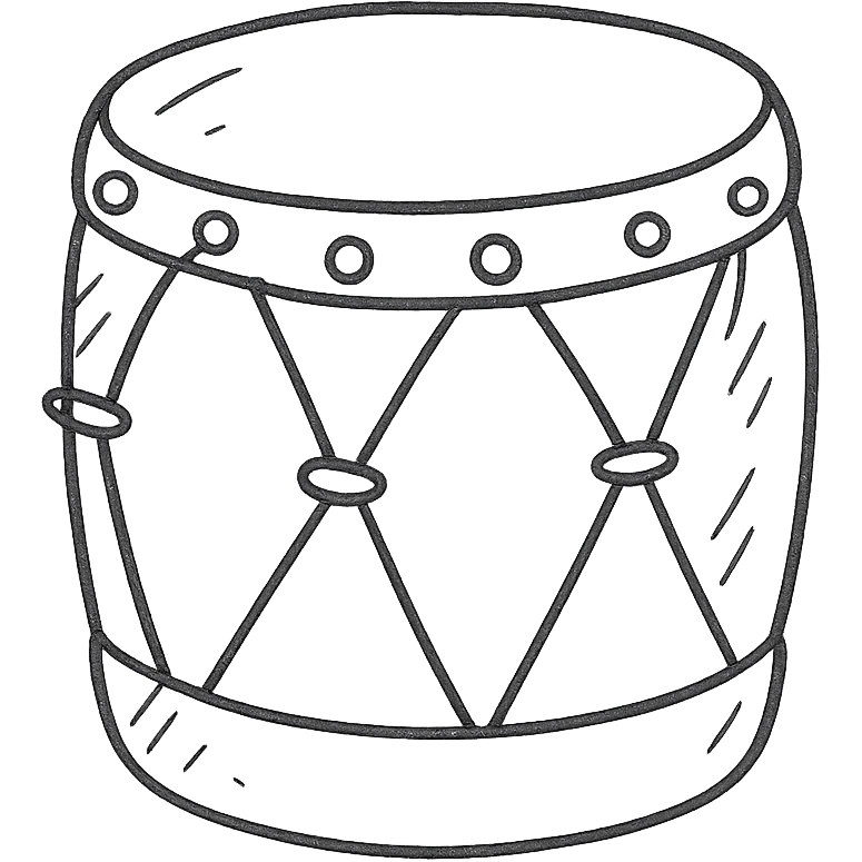 hand-drawn outlined sino Chinese drum icon emoji