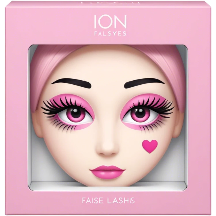 ioni false lashes in a box packaging pink emoji