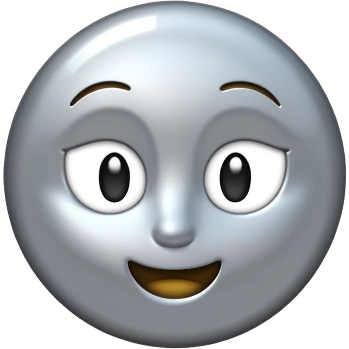Silver chrome sparkle emoji, iOS emoji style, minimal shape, glossy metallic shine, clean background, smooth lighting emoji
