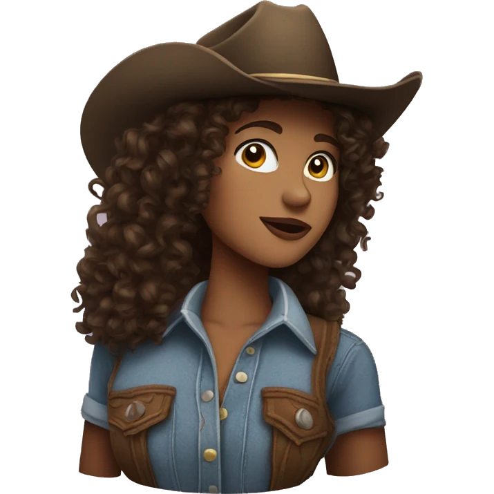 Curly haired brunette cowgirl  emoji