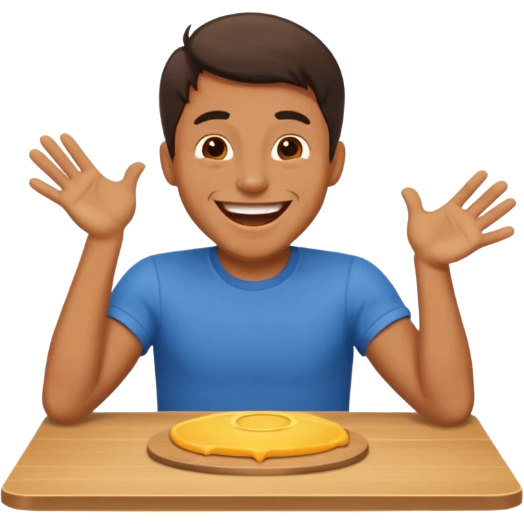 A man is laughing and banging with both hands on the table in front of him emoji