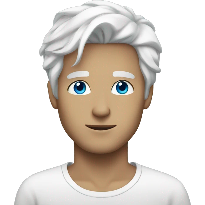 white haired young man with blue eyes emoji
