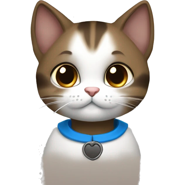 Кошка черно-белая с девушкой с коричневыми волосами emoji