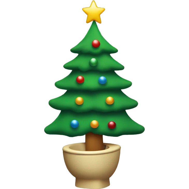 Christmas tree decorated with skibidi toilet emoji