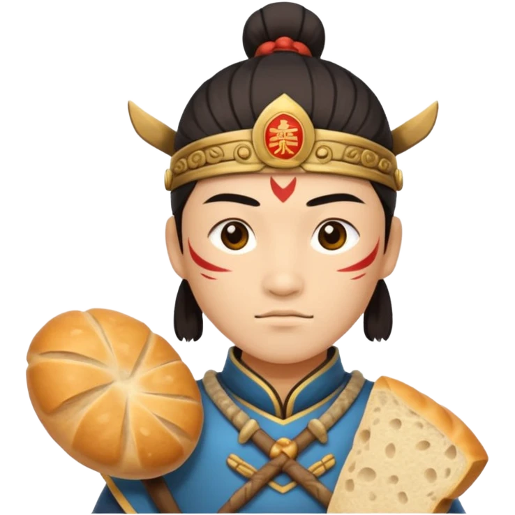 chinese ancient warrior with bread emoji